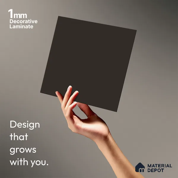 Charcoal Black Solid Colors Look LM 23727 8 ft x 4 ft Matte Finish Decorative Laminate - 1 mm | Suitable for Living Room, Kitchen, Office