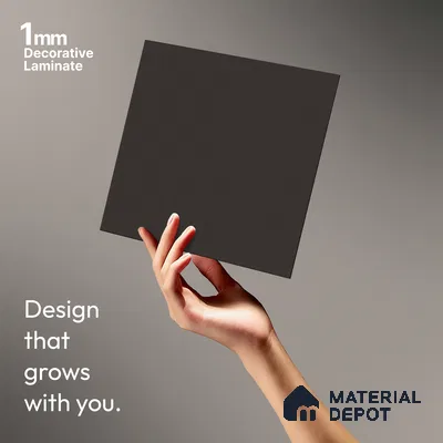 Charcoal Grey Fluted Solid Color LM 23728 8 ft x 4 ft Matte Finish Decorative Laminate - 1 mm | Suitable for TV Unit,Wardrobe, Kitchen Cabinets