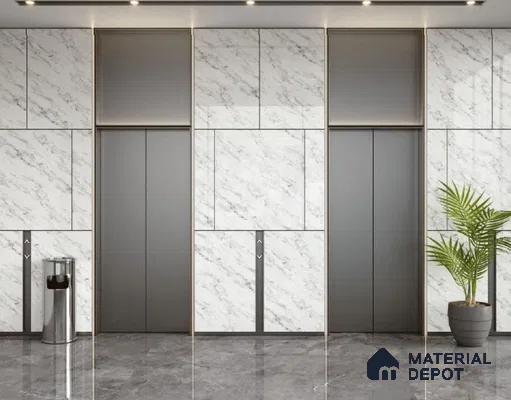 LM 23500 Calacatta Cloud 8 ft x 4 ft High Gloss Finish Decorative Laminate - 1 mm | Suitable for TV Unit, Wardrobe, Kitchen Cabinets