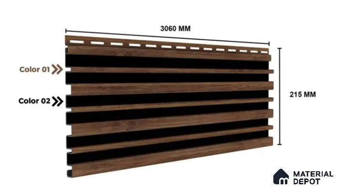Rame 10 ft x 0.89 ft (3060x270 mm) Stripes Dual Tone Design Interior & Exterior Wall & Ceiling Panel - 20 mm | Suitable for Balcony, Facade & Open Area | Width is Subjected to 5% Variation