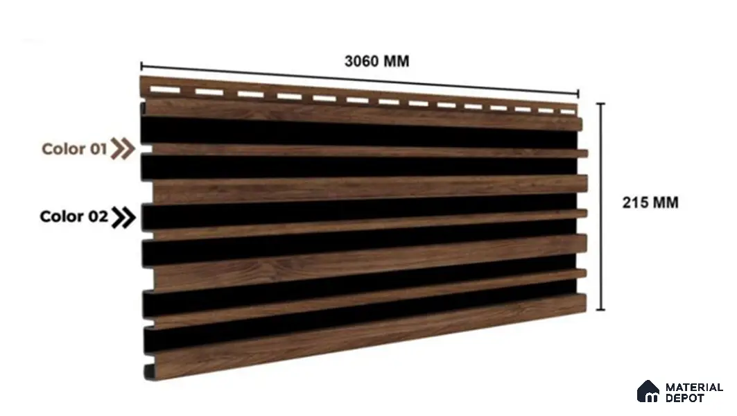 Rame 10 ft x 0.89 ft (3060x270 mm) Stripes Dual Tone Design Interior & Exterior Wall & Ceiling Panel - 20 mm | Suitable for Balcony, Facade & Open Area | Width is Subjected to 5% Variation
