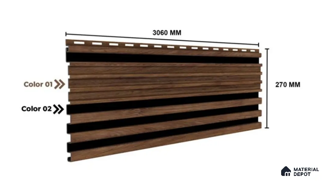 Honey Maple 10 ft x 0.89 ft (3060x270 mm) Unic Dual Tone Design Interior & Exterior Wall & Ceiling Panel - 15 mm | Suitable for Balcony, Facade & Open Area | Width is Subjected to 5% Variation