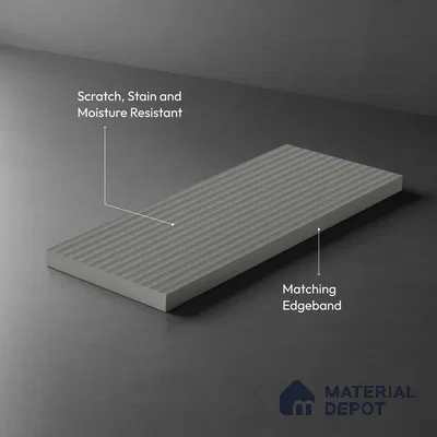 Fluted Solid Color Look LM 01196 Castleton Grey 8 ft x 4 ft Texture Finish Laminates - 1 mm  | Suitable for TV Unit, Wardrobe, Kitchen Cabinets