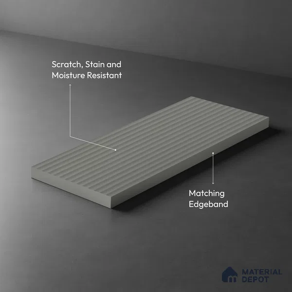 Fluted Solid Color Look LM 01196 Castleton Grey 8 ft x 4 ft Texture Finish Laminates - 1 mm  | Suitable for TV Unit, Wardrobe, Kitchen Cabinets