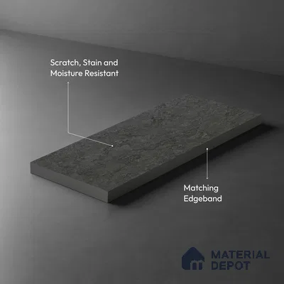 Stone Look LM 01198 Zenith Dark 8 ft x 4 ft Texture Finish Laminates - 1 mm  | Suitable for TV Unit, Wardrobe, Kitchen Cabinets