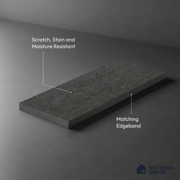 Stone Look LM 01198 Zenith Dark 8 ft x 4 ft Texture Finish Laminates - 1 mm  | Suitable for TV Unit, Wardrobe, Kitchen Cabinets