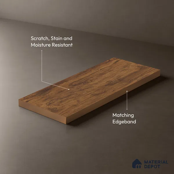 Wooden Look LM 01205 Toasted Timber 8 ft x 4 ft Texture Finish Laminates - 1 mm  | Suitable for TV Unit, Wardrobe, Kitchen Cabinets