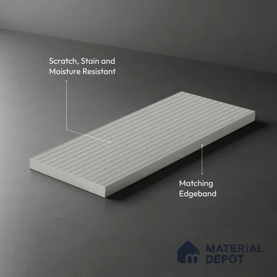 Fluted Solid Color Look LM 01353 Dust 8 ft x 4 ft Texture Finish Decorative Laminate - 1 mm  | Suitable for TV Unit, Wardrobe, Kitchen Cabinets