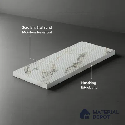 Marble Fluted Look LM 01363 Carve Craft 8 ft x 4 ft Texture Finish Decorative Laminate - 1 mm  | Suitable for TV Unit, Wardrobe, Kitchen Cabinets