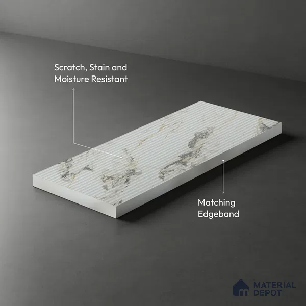 Marble Fluted Look LM 01363 Carve Craft 8 ft x 4 ft Texture Finish Decorative Laminate - 1 mm  | Suitable for TV Unit, Wardrobe, Kitchen Cabinets