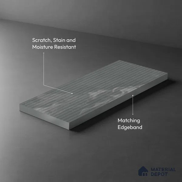 Marble Fluted Look LM 01364 Tokyo Grey 8 ft x 4 ft Texture Finish Decorative Laminate - 1 mm  | Suitable for TV Unit, Wardrobe, Kitchen Cabinets