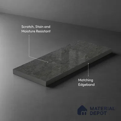 Stone Look LM 01371 Zenith Dark 8 ft x 4 ft High Gloss Finish Decorative Laminate - 1 mm  | Suitable for TV Unit, Wardrobe, Kitchen Cabinets