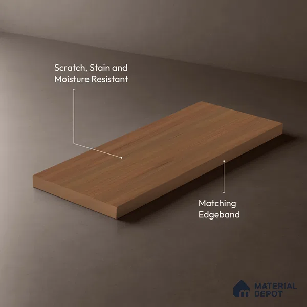 Wooden Look LM 01408 Chestnut Charm 8 ft x 4 ft PU Finish Decorative Laminate - 1 mm  | Suitable for TV Unit, Wardrobe, Kitchen Cabinets
