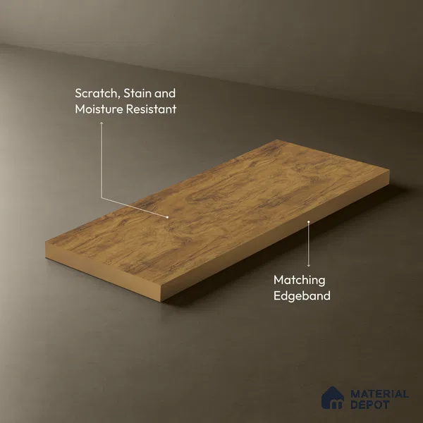 Wooden Look LM 01426 Toasted Timber 8 ft x 4 ft Texture Finish Decorative Laminate - 1 mm  | Suitable for TV Unit, Wardrobe, Kitchen Cabinets
