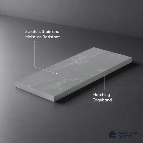 LM 01443 Tokyo Grey 8 ft x 4 ft Super Matte Finish Decorative Laminate - 1 mm | Suitable for TV Unit, Wardrobe, Kitchen Cabinets