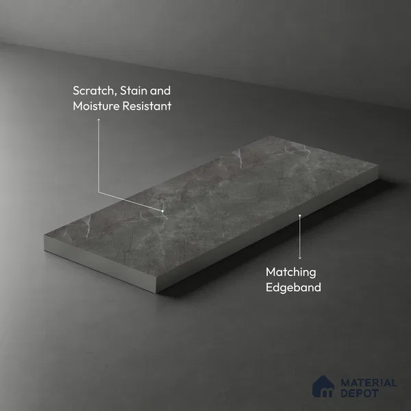 LM 01445 Iceland Dark Grey 8 ft x 4 ft Super Matte Finish Decorative Laminate - 1 mm  | Suitable for TV Unit, Wardrobe, Kitchen Cabinets