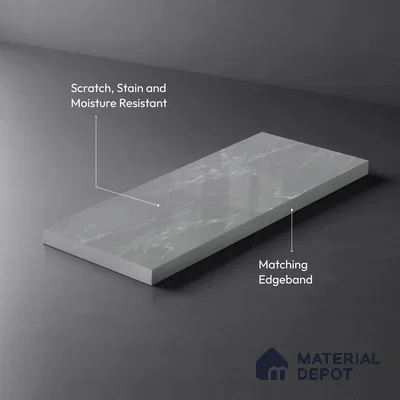 LM 01462 Tokyo Grey 8 ft x 4 ft High Gloss Finish Decorative Laminate - 1 mm  | Suitable for TV Unit, Wardrobe, Kitchen Cabinets