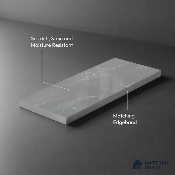 LM 01462 Tokyo Grey 8 ft x 4 ft High Gloss Finish Decorative Laminate - 1 mm  | Suitable for TV Unit, Wardrobe, Kitchen Cabinets
