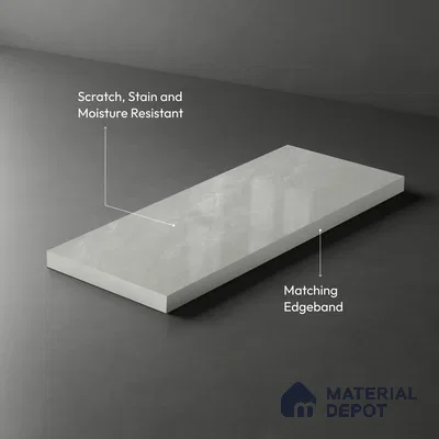 LM 01465 Iceland Grey 8 ft x 4 ft High Gloss Finish Decorative Laminate - 1 mm  | Suitable for TV Unit, Wardrobe, Kitchen Cabinets
