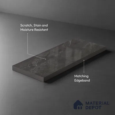 LM 01466 Iceland Dark Grey 8 ft x 4 ft High Gloss Finish Decorative Laminate - 1 mm  | Suitable for TV Unit, Wardrobe, Kitchen Cabinets
