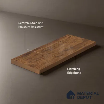 Wooden Look LM 01477 Toasted Timber 8 ft x 4 ft High Gloss Finish Decorative Laminate - 1 mm  | Suitable for TV Unit, Wardrobe, Kitchen Cabinets