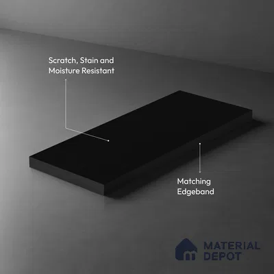 LM 01507 Jet Black 8 ft x 4 ft Suede Finish Decorative Laminate - 1 mm  | Suitable for Living Room, Kitchen, Office