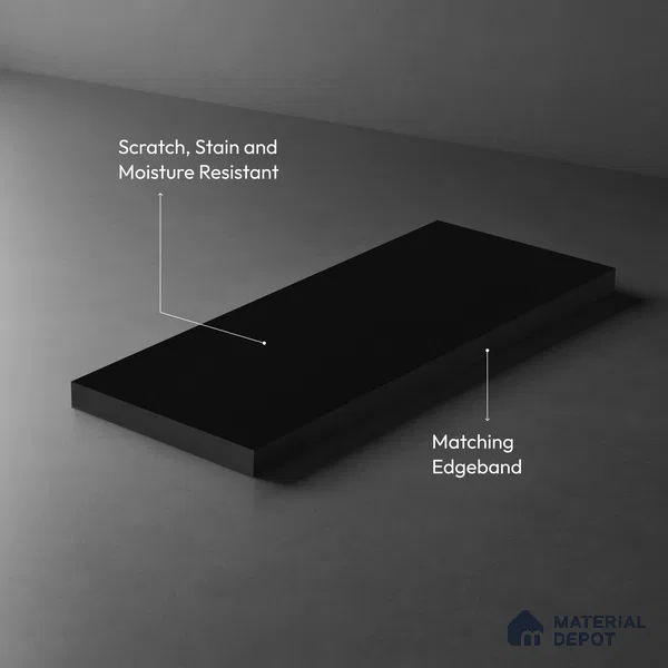 LM 01507 Jet Black 8 ft x 4 ft Suede Finish Decorative Laminate - 1 mm | Suitable for Living Room, Kitchen, Office
