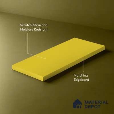 LM 01514 Lime Yellow 8 ft x 4 ft Suede Finish Decorative Laminate - 1 mm  | Suitable for Living Room, Kitchen, Office