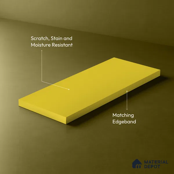 LM 01514 Lime Yellow 8 ft x 4 ft Suede Finish Decorative Laminate - 1 mm | Suitable for Living Room, Kitchen, Office