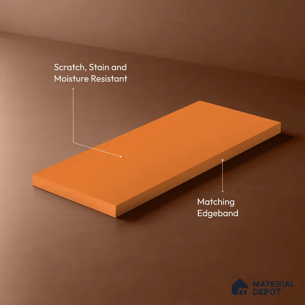 LM 01515 Pumpkin Orange 8 ft x 4 ft Suede Finish Decorative Laminate - 1 mm  | Suitable for Living Room, Kitchen, Office