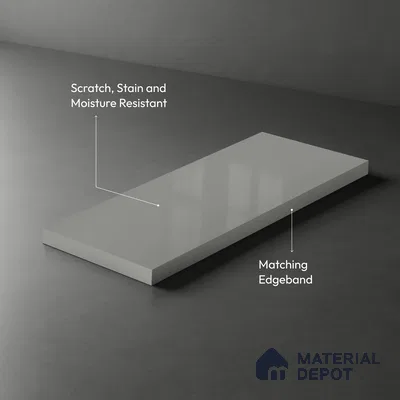 LM 01521 Light Grey 8 ft x 4 ft High Gloss Finish Decorative Laminate - 1 mm  | Suitable for Living Room, Kitchen, Office