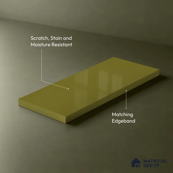 LM 01530 Olive 8 ft x 4 ft High Gloss Finish Decorative Laminate - 1 mm  | Suitable for Living Room, Kitchen, Office