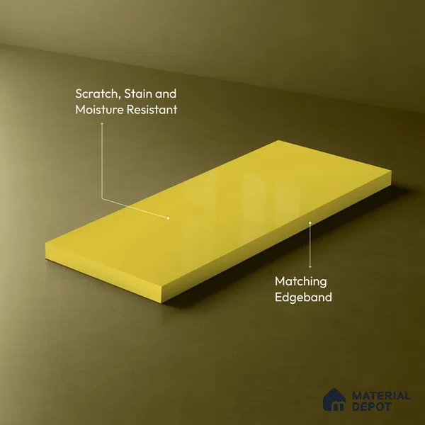 LM 01531 Lime Yellow 8 ft x 4 ft High Gloss Finish Decorative Laminate - 1 mm | Suitable for Living Room, Kitchen, Office