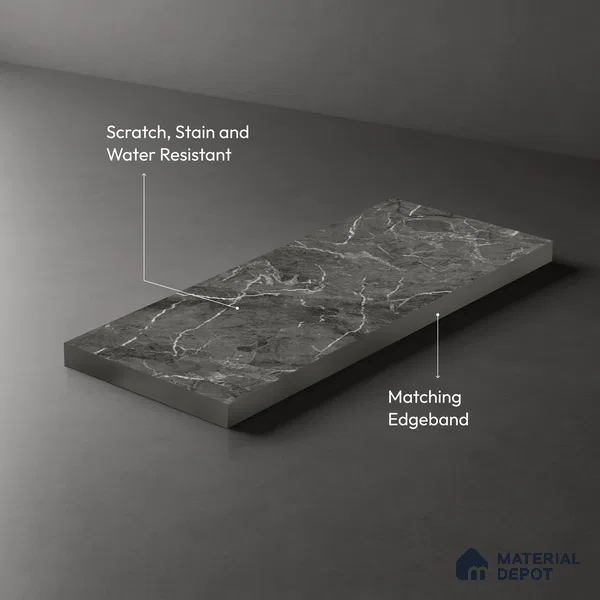 Grey Marble Look LM 18811 8 ft x 4 ft Texture Finish Decorative Laminate - 1 mm | Suitable for TV Unit, Wardrobe, Kitchen Cabinets