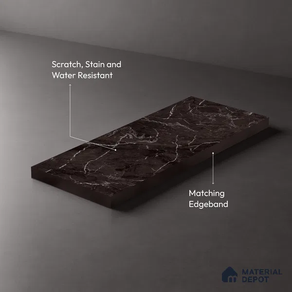 Brown Marble Look LM 18812 8 ft x 4 ft Texture Finish Decorative Laminate - 1 mm | Suitable for TV Unit, Wardrobe, Kitchen Cabinets