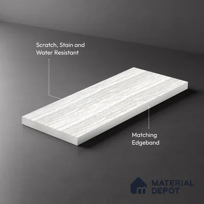 White Marble Look LM 18814 8 ft x 4 ft Texture Finish Decorative Laminate - 1 mm | Suitable for TV Unit, Wardrobe, Kitchen Cabinets