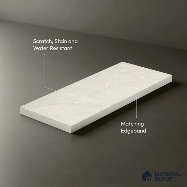 Beige Marble Look LM 18816 8 ft x 4 ft Texture Finish Decorative Laminate - 1 mm | Suitable for TV Unit, Wardrobe, Kitchen Cabinets