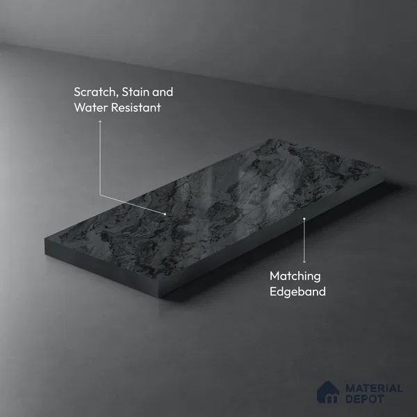 Grey Marble Look LM 18817 8 ft x 4 ft Texture Finish Decorative Laminate - 1 mm | Suitable for TV Unit, Wardrobe, Kitchen Cabinets