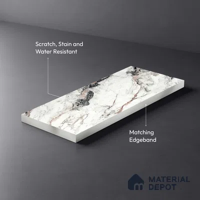 White Marble Look LM 18819 8 ft x 4 ft Texture Finish Decorative Laminate - 1 mm | Suitable for TV Unit, Wardrobe, Kitchen Cabinets