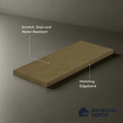 Hazelnut Brown Fluted Solid Color Look LM 19181 Hazelnut 8 ft x 4 ft Texture Finish Decorative Laminate - 1 mm | Suitable for TV Unit, Wardrobe, Kitchen Cabinets