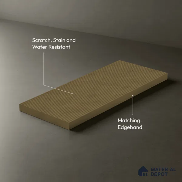 Hazelnut Brown Fluted Solid Color Look LM 19181 Hazelnut 8 ft x 4 ft Texture Finish Decorative Laminate - 1 mm | Suitable for TV Unit, Wardrobe, Kitchen Cabinets