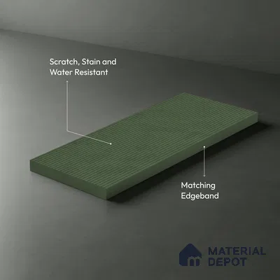 Minty Green Fluted Solid Color Look LM 19182 Minty 8 ft x 4 ft Texture Finish Decorative Laminate - 1 mm | Suitable for TV Unit, Wardrobe, Kitchen Cabinets