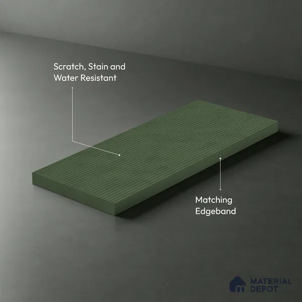 Minty Green Fluted Solid Color Look LM 19182 Minty 8 ft x 4 ft Texture Finish Decorative Laminate - 1 mm | Suitable for TV Unit, Wardrobe, Kitchen Cabinets