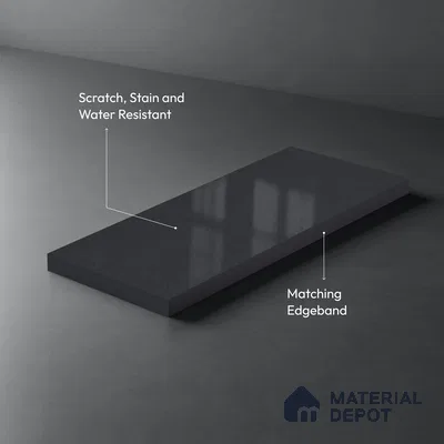 Metallic Look LM 19194 Metallic Grey 8 ft x 4 ft Glossy Finish Decorative Laminate - 1 mm | Suitable for TV Unit, Wardrobe, Kitchen Cabinets