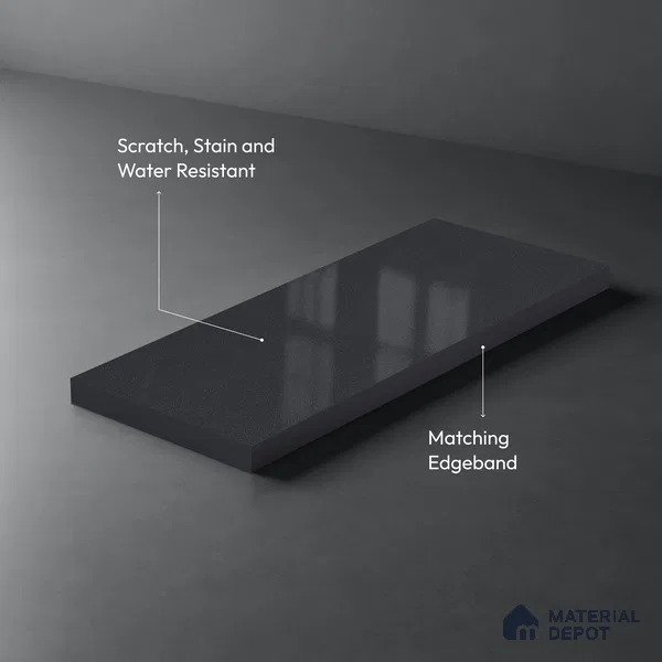 Metallic Look LM 19194 Metallic Grey 8 ft x 4 ft Glossy Finish Decorative Laminate - 1 mm | Suitable for TV Unit, Wardrobe, Kitchen Cabinets