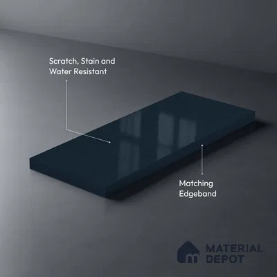 Metallic Look LM 19195 Metallic Blue 8 ft x 4 ft Glossy Finish Decorative Laminate - 1 mm | Suitable for TV Unit, Wardrobe, Kitchen Cabinets