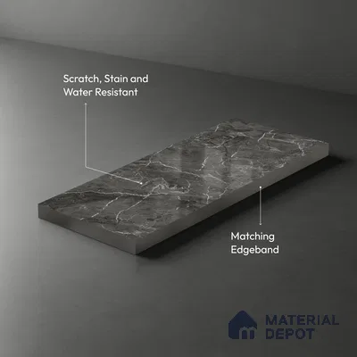 Marble Look LM 19203 William Grey Marble 8 ft x 4 ft Glossy Finish Decorative Laminate - 1 mm | Suitable for TV Unit, Wardrobe, Kitchen Cabinets