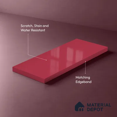 Solid Colors Look LM 19207 Raspberry 8 ft x 4 ft Glossy Finish Decorative Laminate - 1 mm | Suitable for Living Room, Kitchen, Office