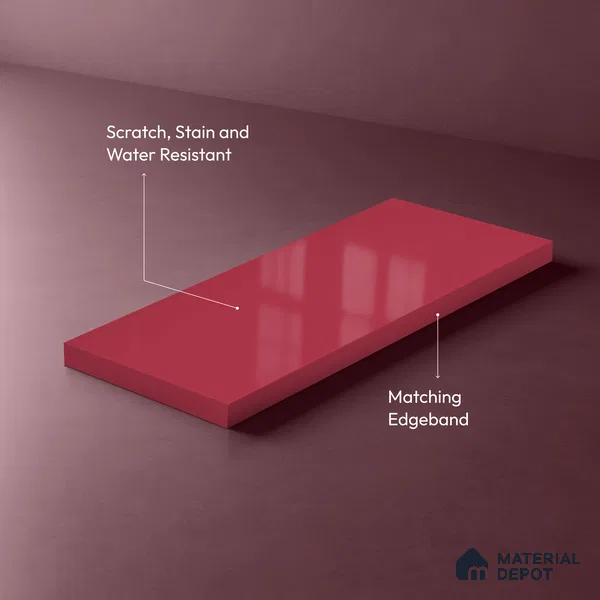 Solid Colors Look LM 19207 Raspberry 8 ft x 4 ft Glossy Finish Decorative Laminate - 1 mm | Suitable for Living Room, Kitchen, Office