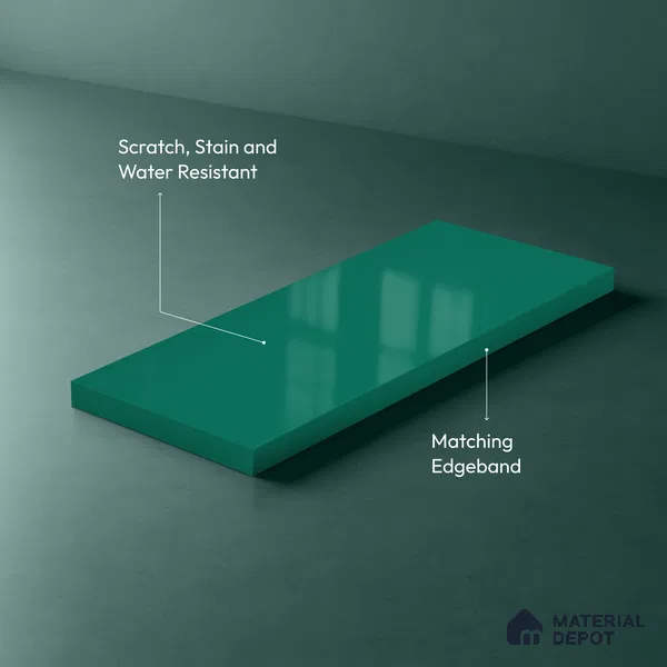 Solid Colors Look LM 19211 Turquoise 8 ft x 4 ft Glossy Finish Decorative Laminate - 1 mm | Suitable for Living Room, Kitchen, Office